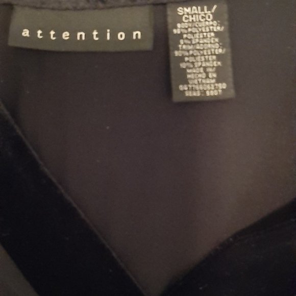 Attention brand Black Polyester, Velour trim Fit n Flare Midi Dress, Woman Sz S - Picture 11 of 12